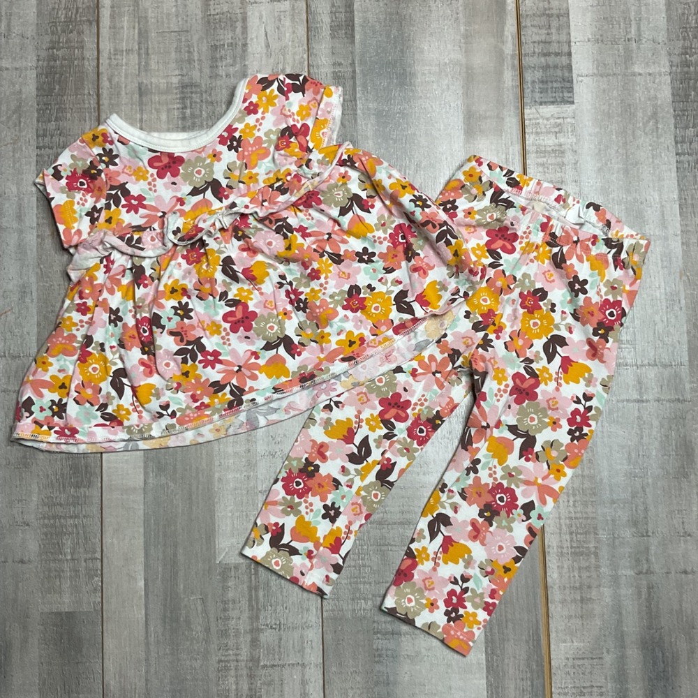 First Impressions Baby Girl Floral Ruffle Top and Leggings Set 24 Months Pink